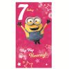 7 Today Pink Minions 7th Birthday Card