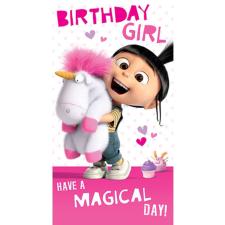 Birthday Girl Agnes &amp; Fluffy Unicorn Minions Card