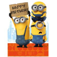Happy Birthday Sign Minions Card