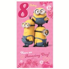 8 Today Pink Minions 8th Birthday Card